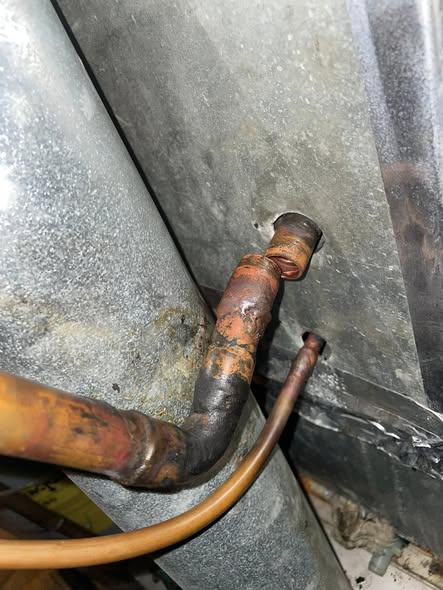 Before: old, corroded refrigerant lines